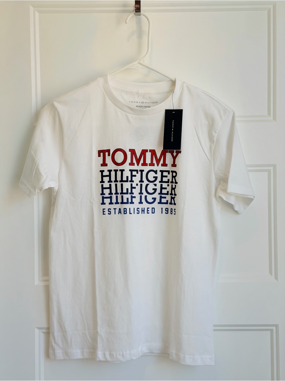 Tommy Hilfiger White Tee with Red and Navy Logo
